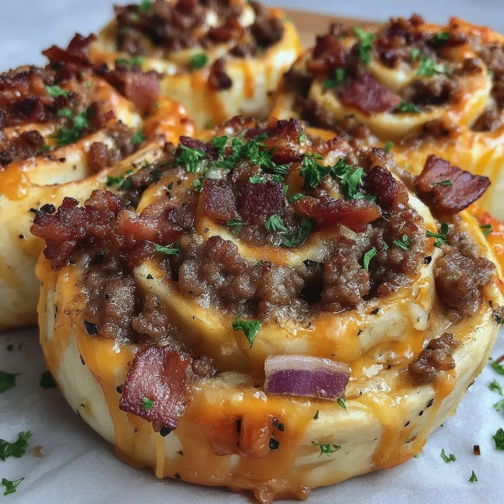 Some bacon-wrapped meatballs stacked on a plate.
