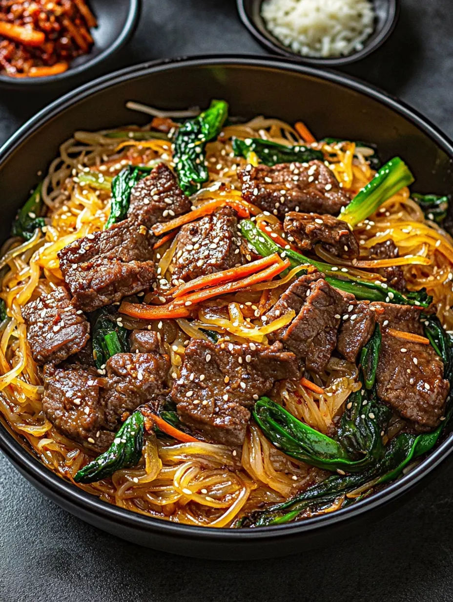 A bowl of noodles topped with colorful veggies and beef slices.