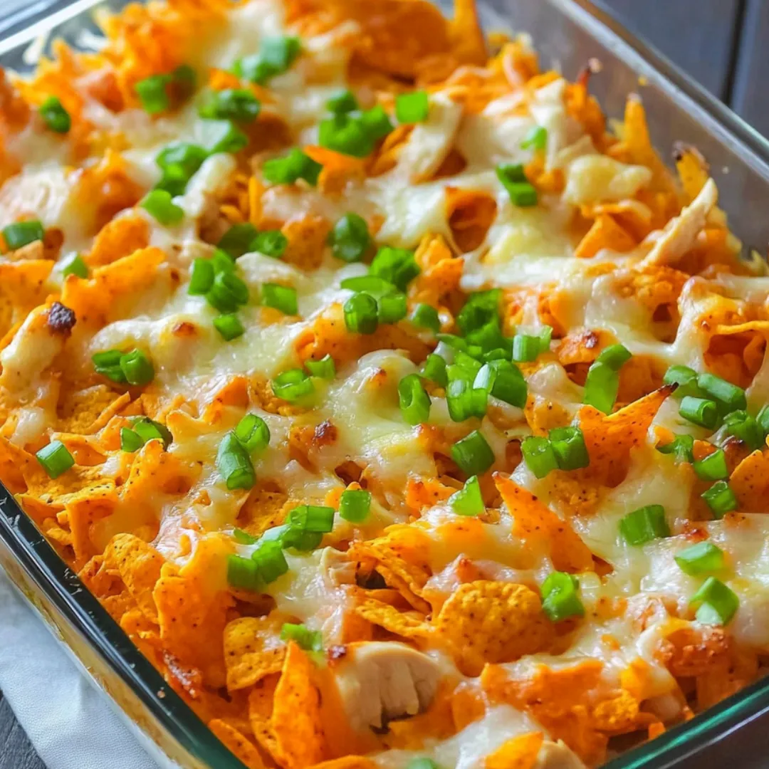 Nachos loaded with melty cheese and sliced green onions.