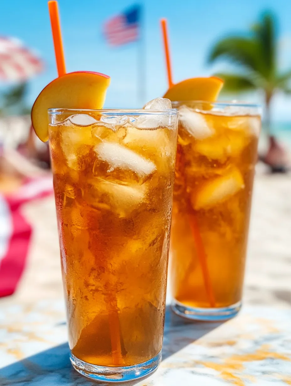 Two glasses of icy tea sitting on a table together.
