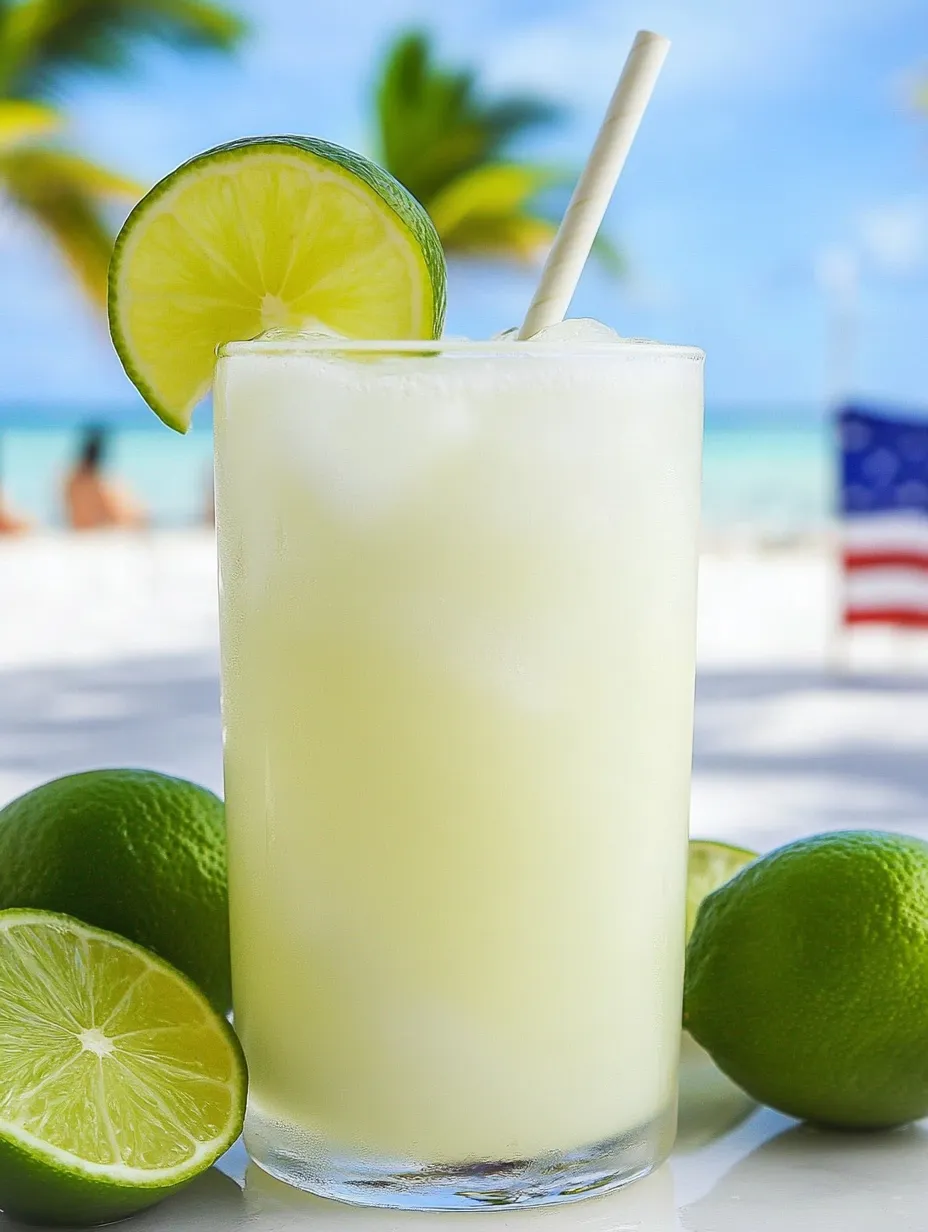 A chilled lime drink in a glass with whole limes nearby.