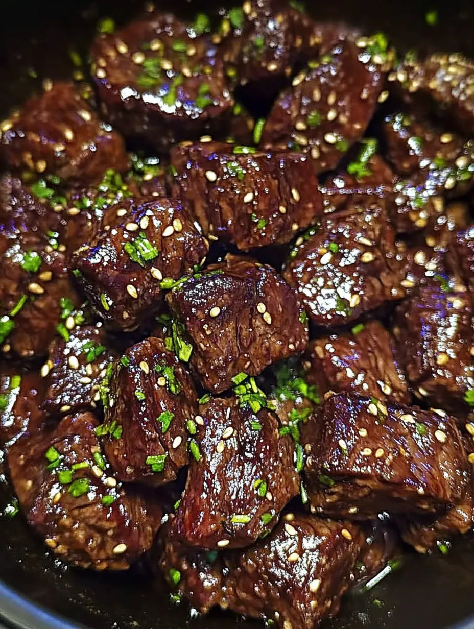 A bowl filled with beef topped with fresh green herbs.
