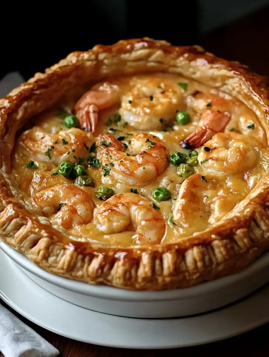 A white plate with a shrimp and pea dish.