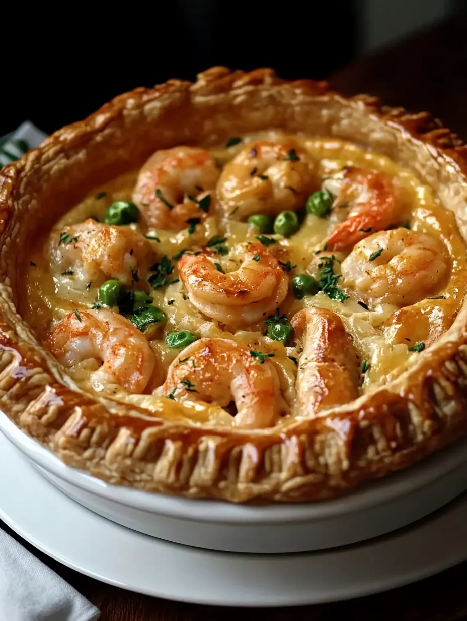 A white plate with a shrimp and pea dish.