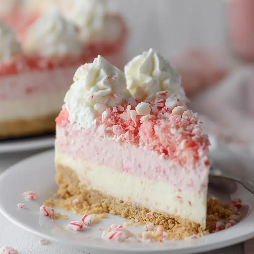 White frosting and red sprinkles on a cake slice.