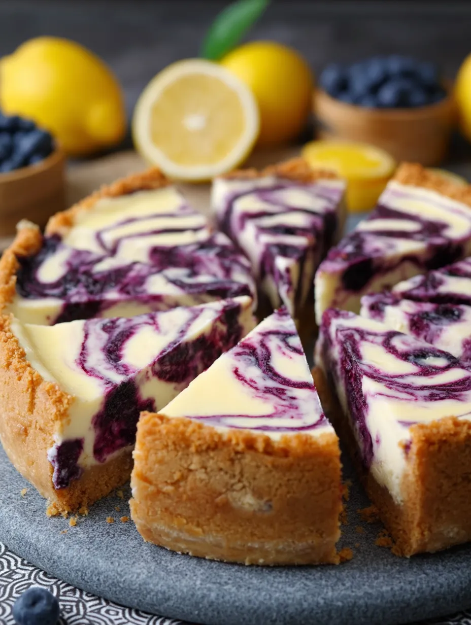 A slice topped with blueberries and a twist of lemon.
