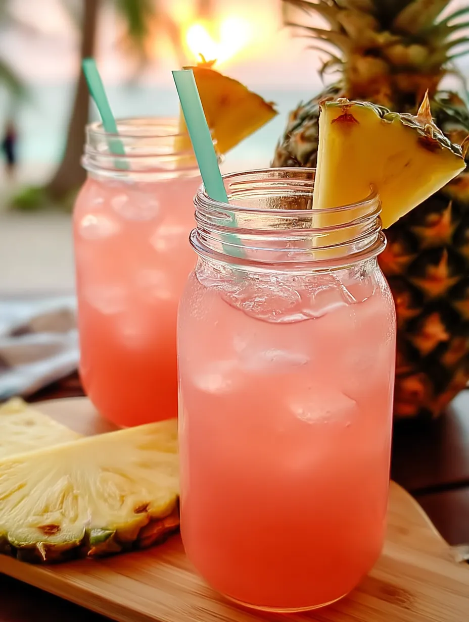 Two glasses of pink lemonade with straws, ready to drink.