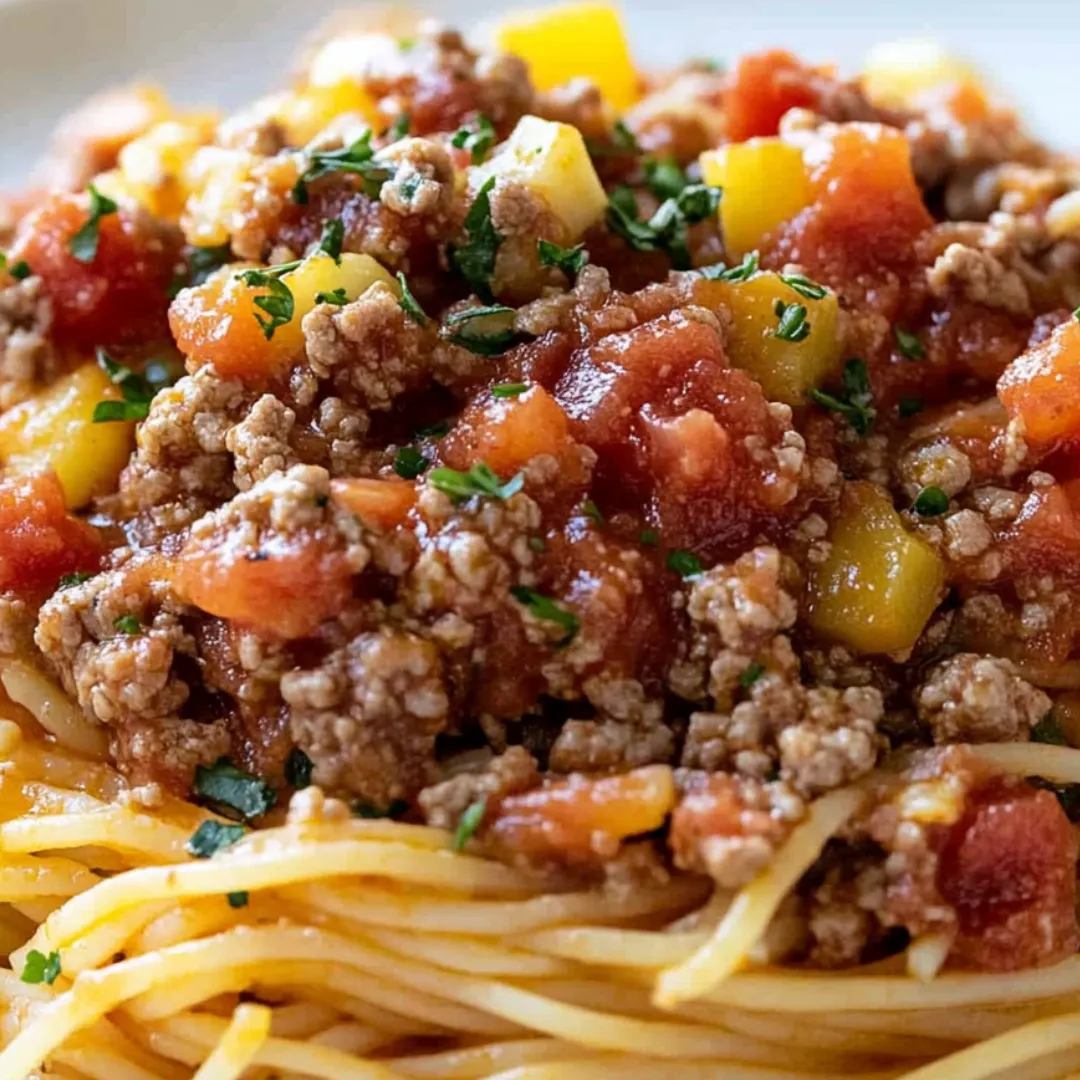 A bowl of spaghetti with meat sauce.