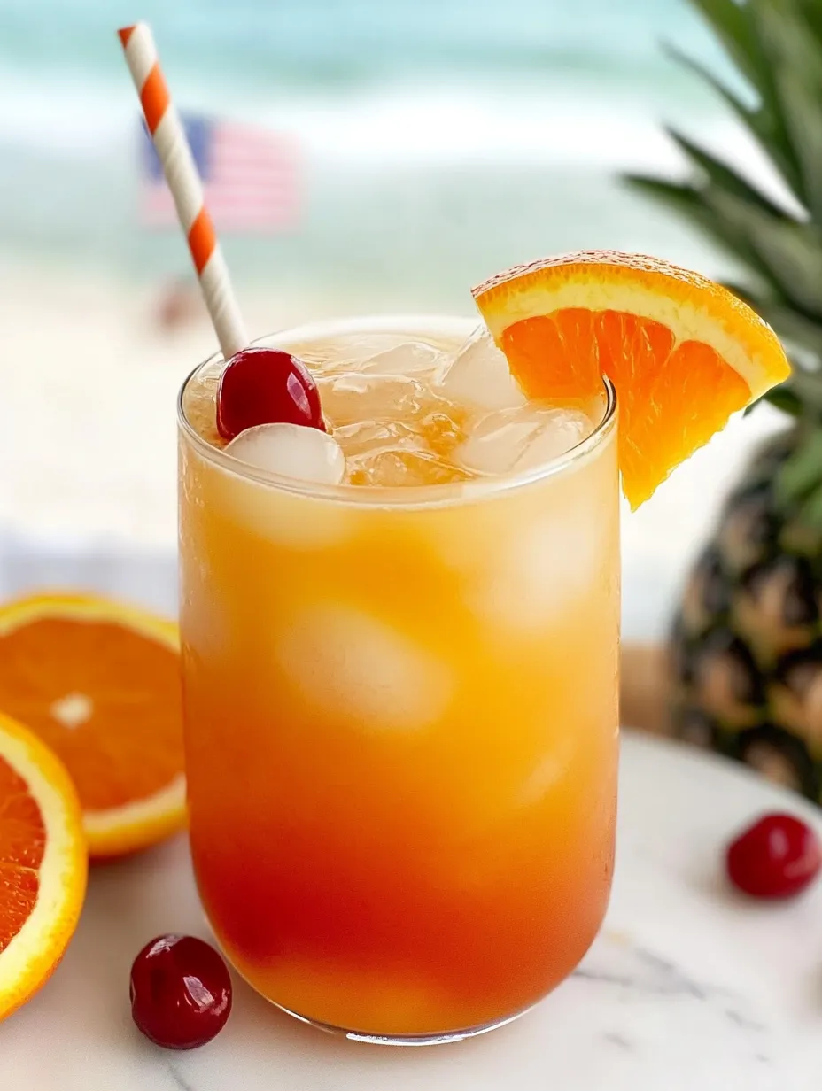A glass of orange juice with a cherry on top.