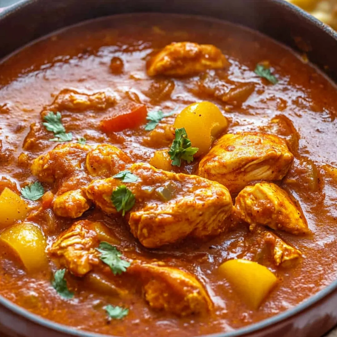 A bowl with chicken and veggies inside.