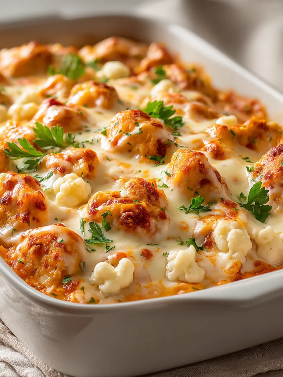 A dish of food with cauliflower and cheese.