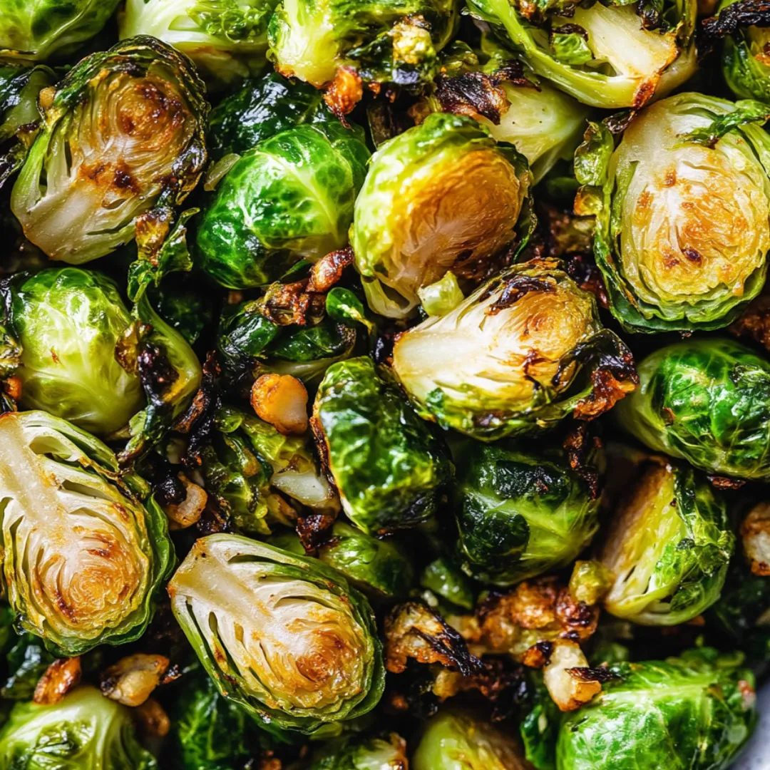 Cooked brussels sprouts piled together close up.