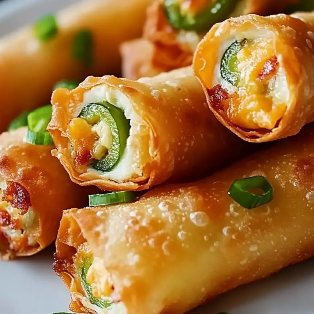 A plate loaded with cheesy jalapeno rolls and peppers.