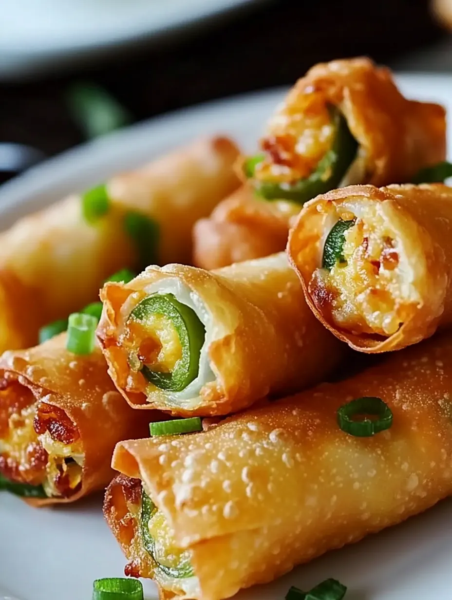 Plate full of peppers and crispy rolls.