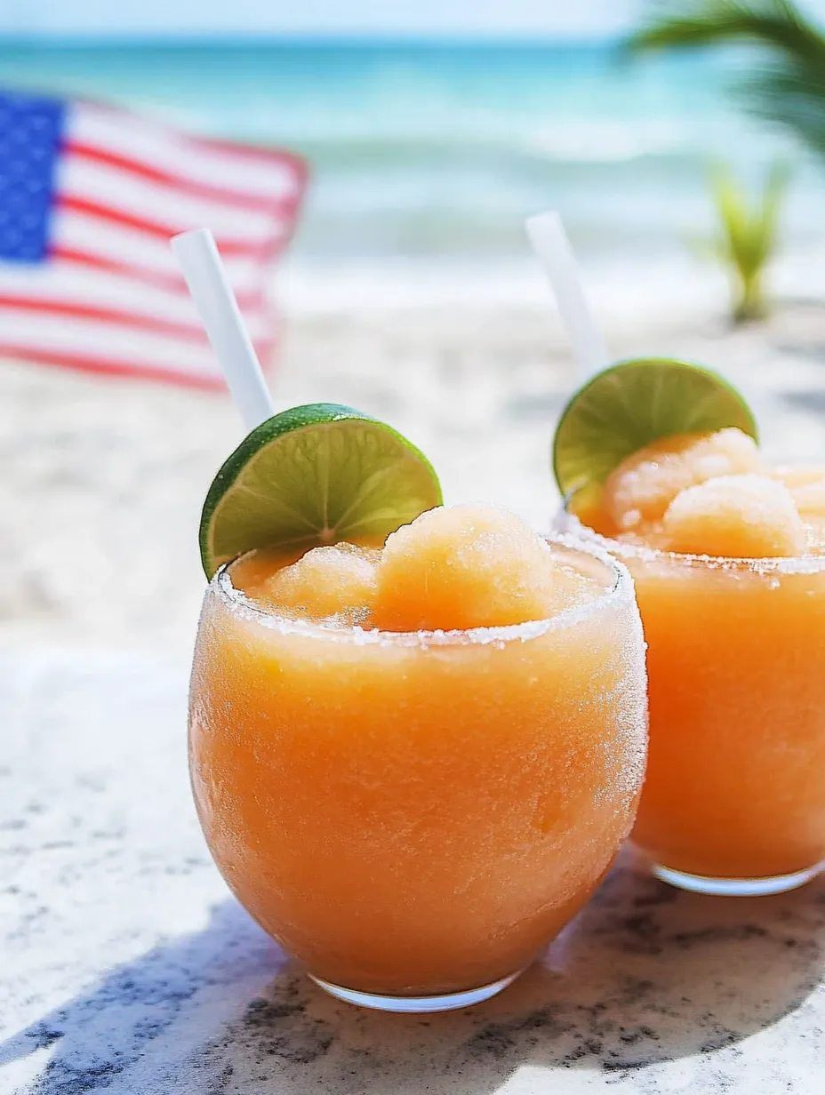 Two glasses of chilled pink slush with lime on top.