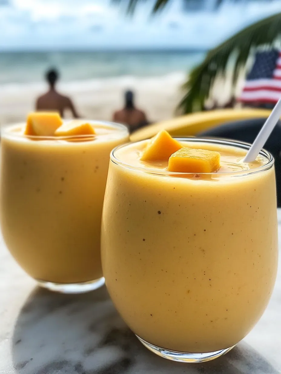 Two glasses filled with orange-colored juice and sliced oranges on top.