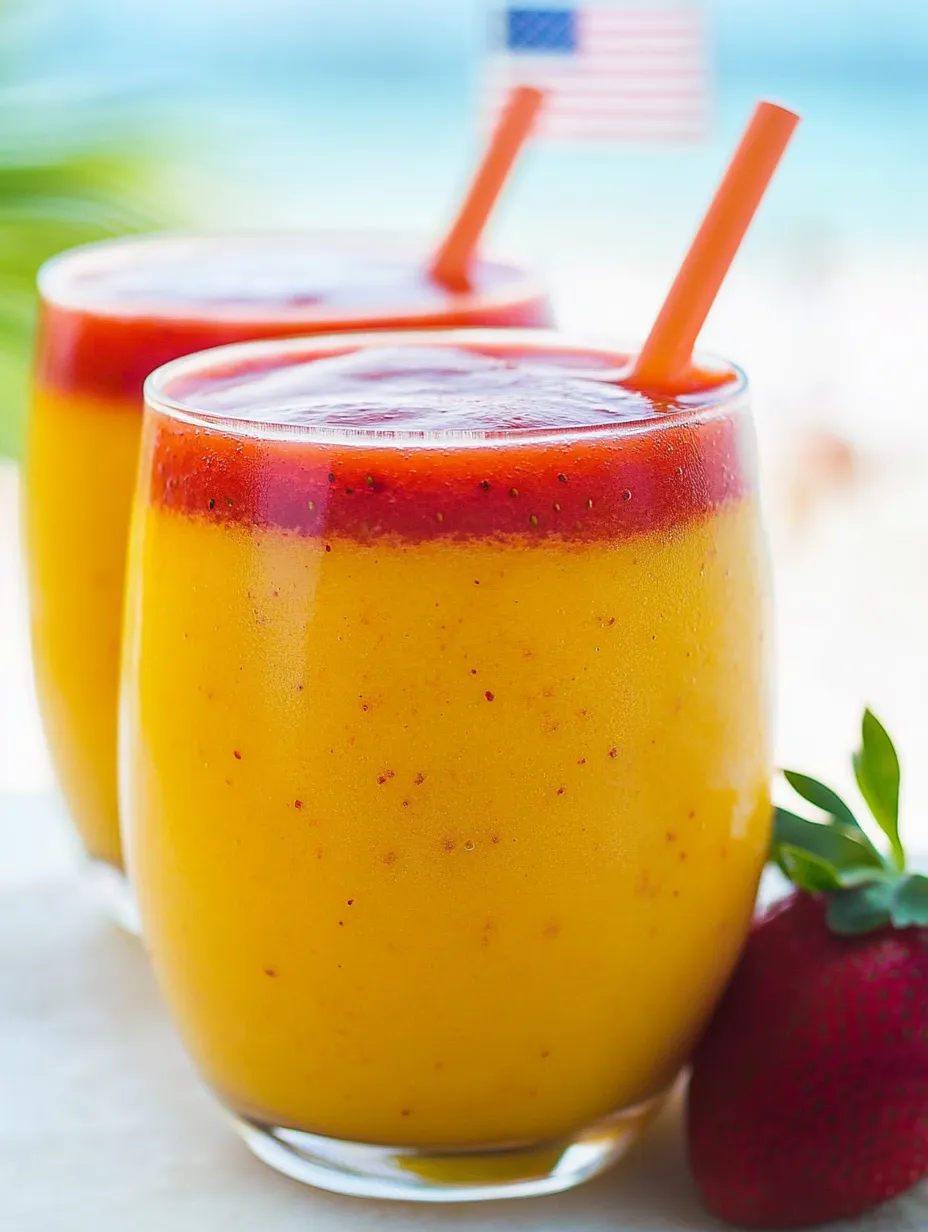 Two glasses of orange drinks with straws stuck in them.
