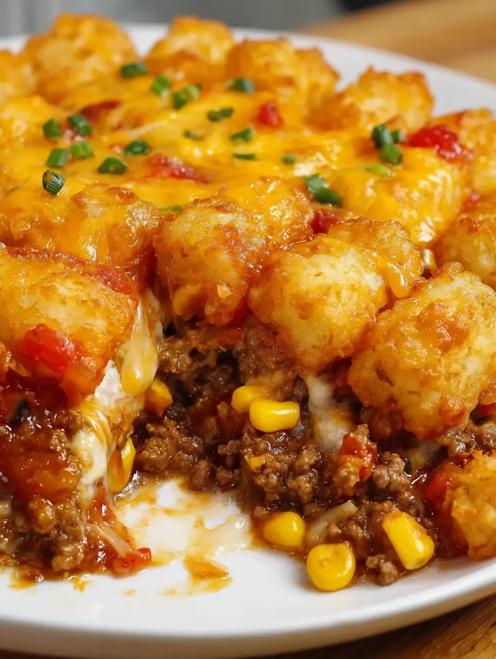 Cheesy meat and potato goodness on a plate.