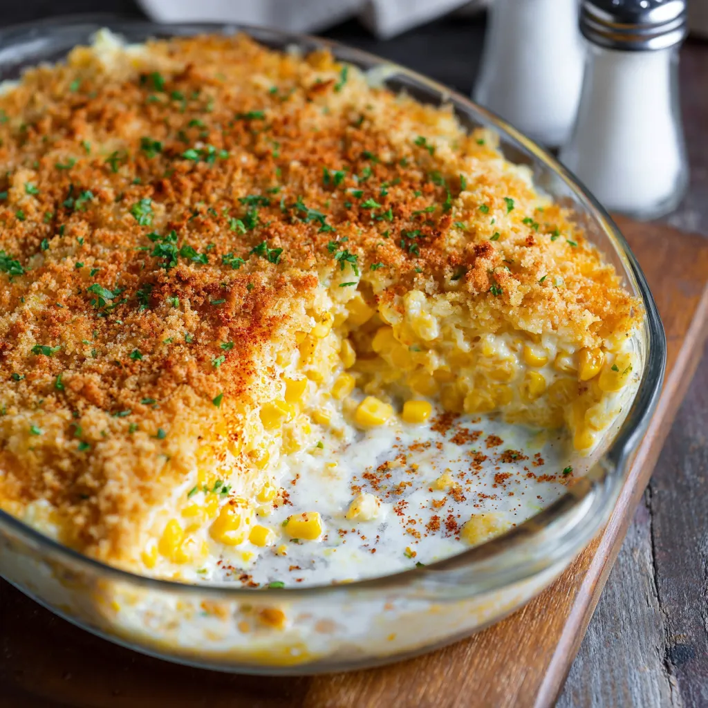A bowl full of cheesy corn goodness.