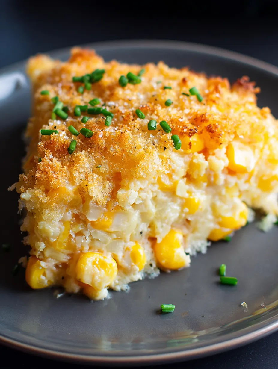 A wedge of corn and cheese bake on a plate.