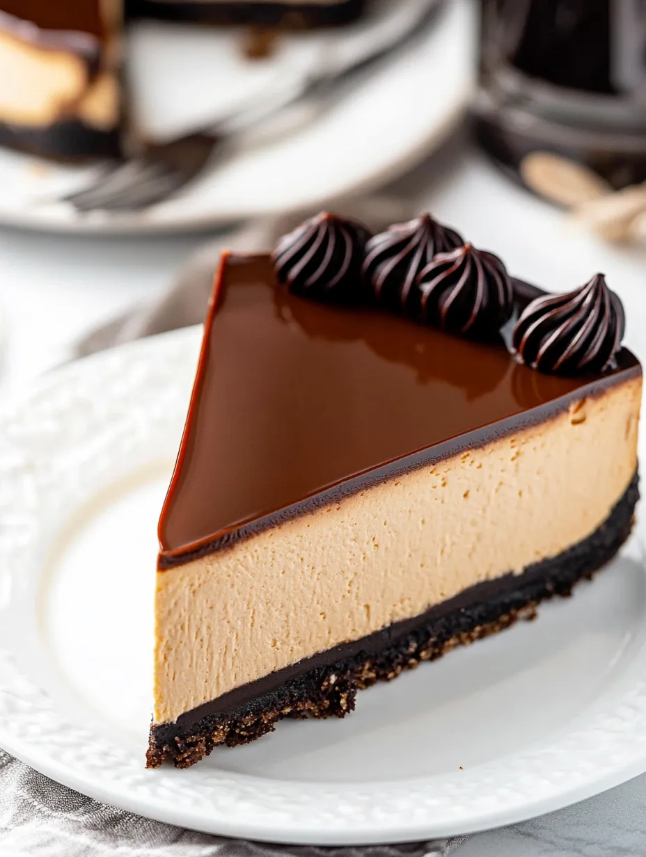 Chocolate cake slice on a white plate.