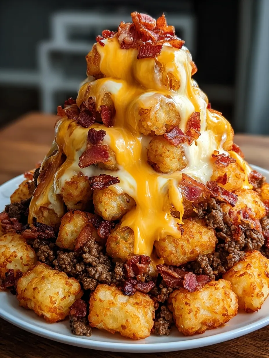 A plate loaded up with cheesy bacon goodies.