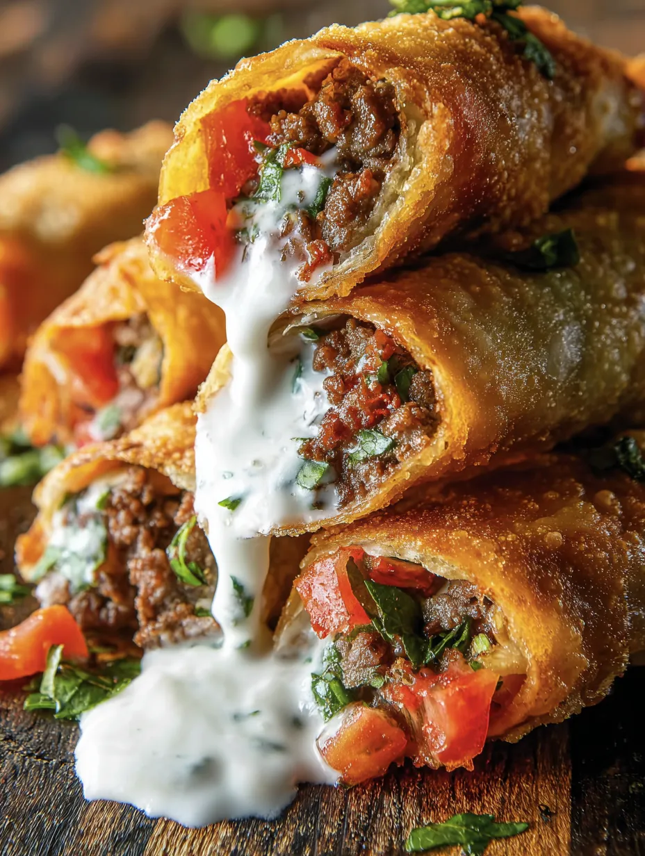 Food piled on a plate, topped with drizzled creamy white sauce.