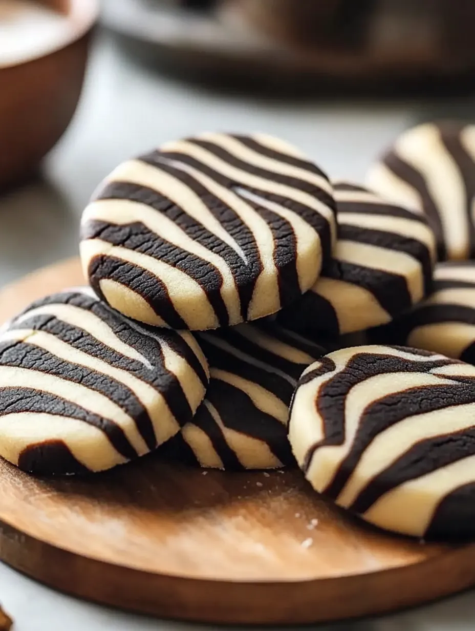 A plate showing off cookies with zebra stripes.