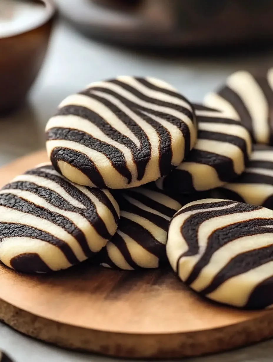 A platter loaded with black and white swirl cookies.
