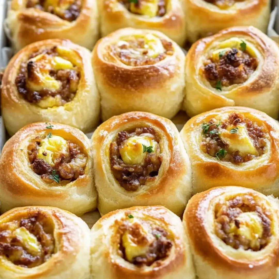 A baking sheet with golden brown pastries stuffed with different fillings.