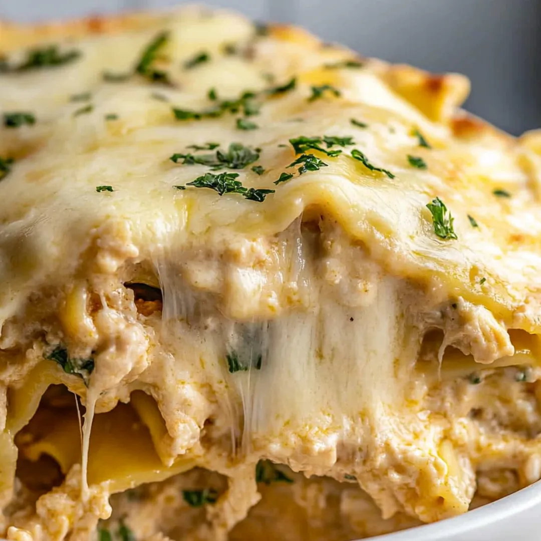 Cheesy slow cooker dish sprinkled with herbs in a bowl.