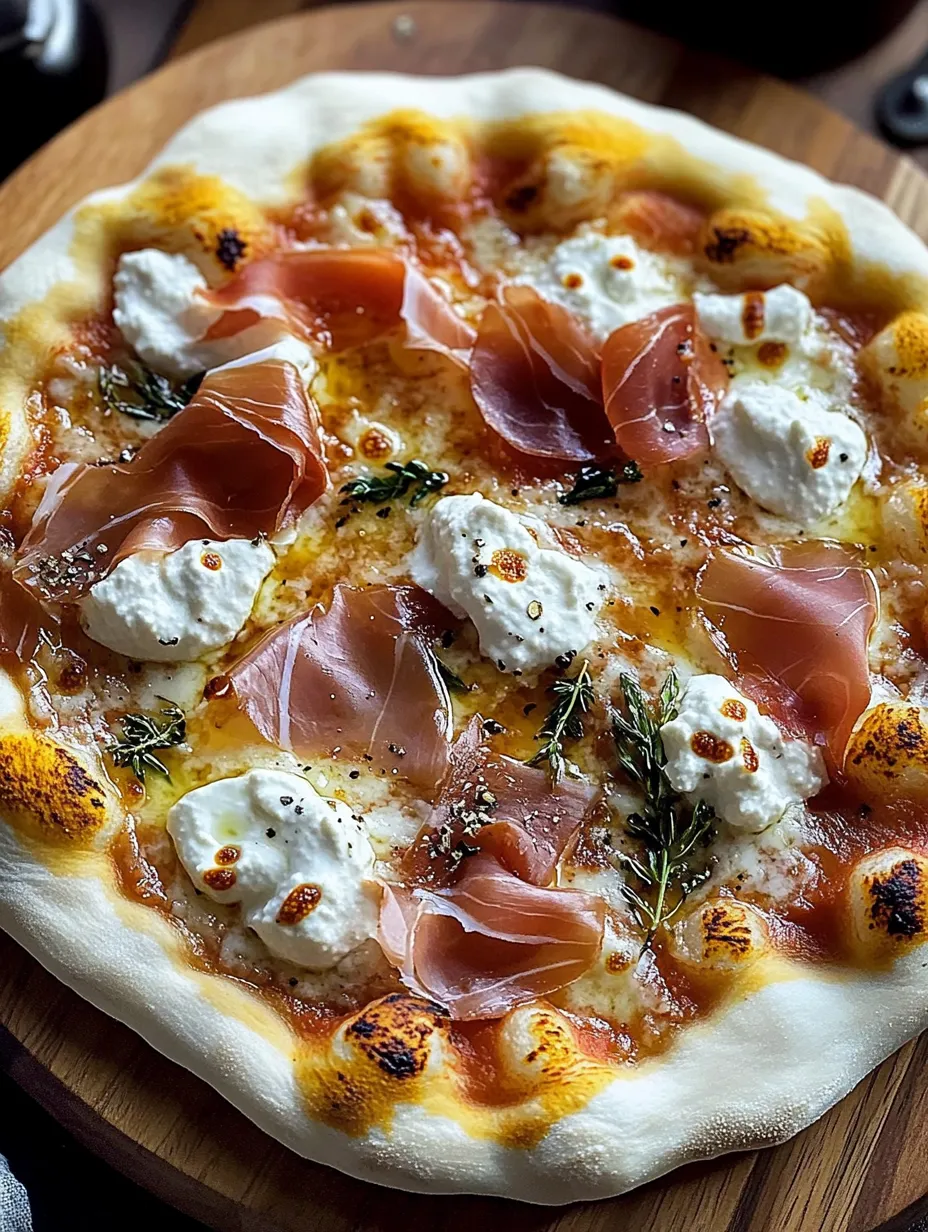 A pizza with ham, cheese, and spinach on top.