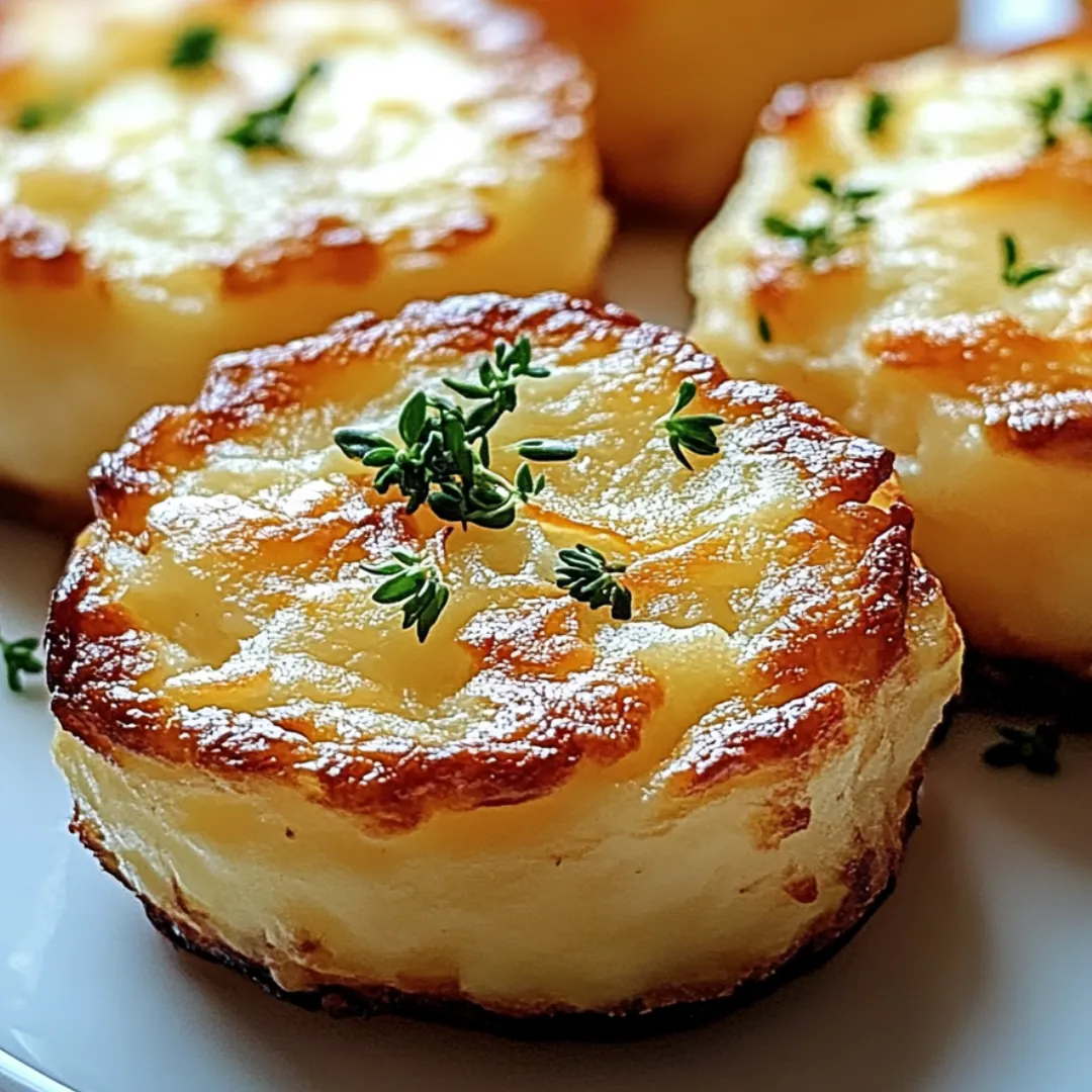 Three crispy potato puffs topped with fresh parsley.