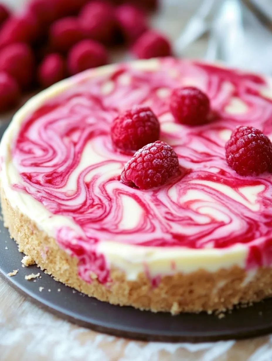 A slice of cake with raspberries on top.