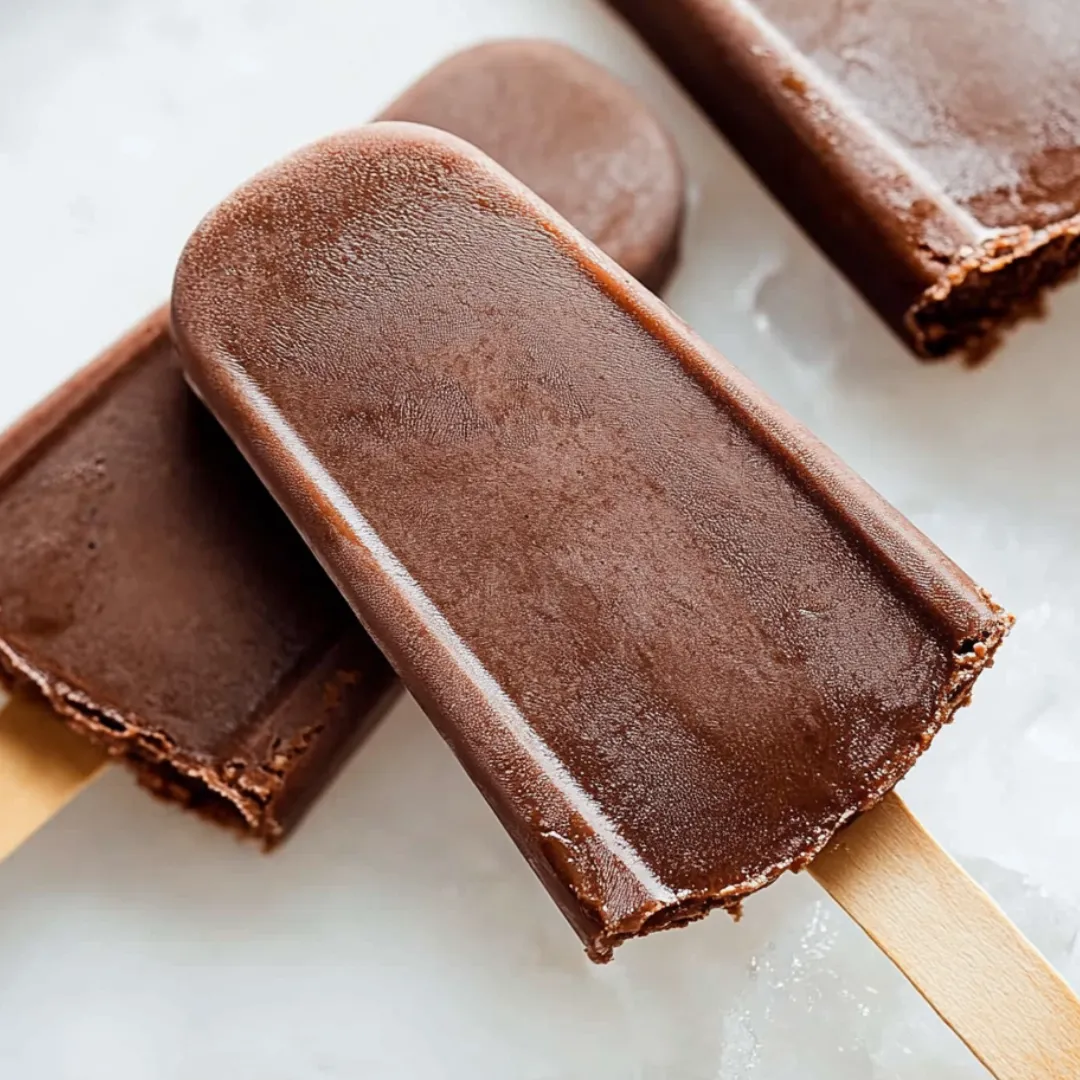 A chocolate ice cream bar on a stick.