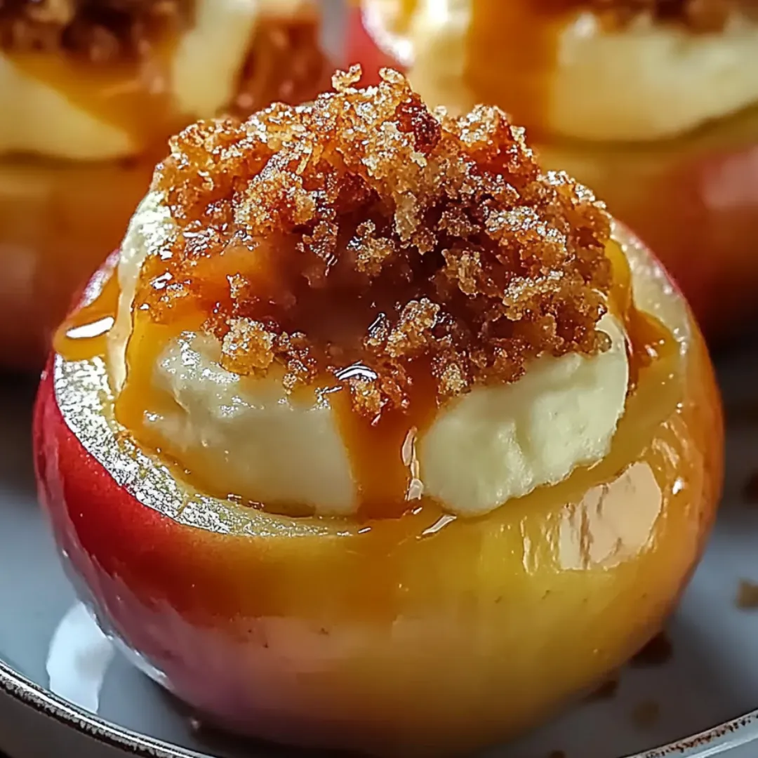 A close up view of a warm dessert with caramel drizzle.