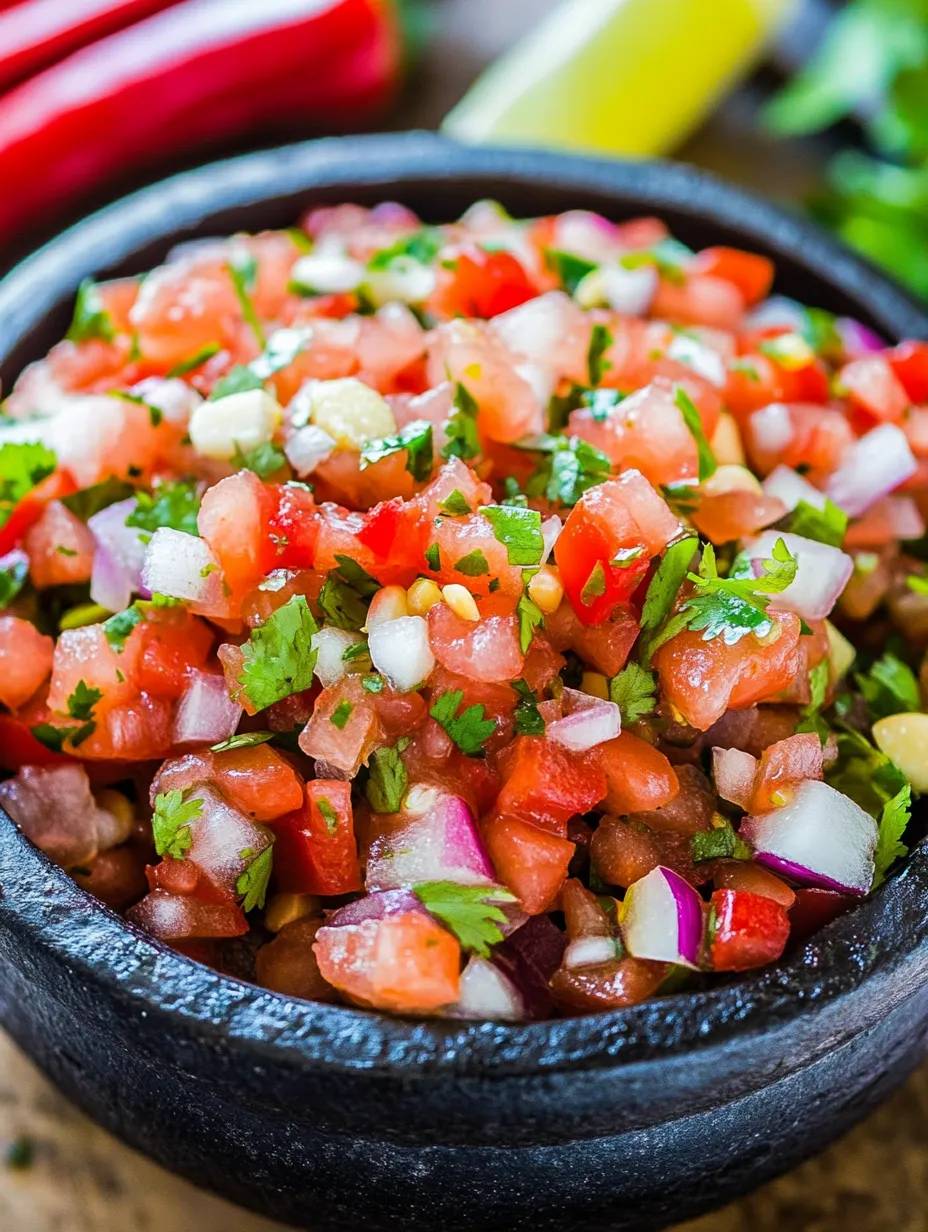 A bowl loaded with chopped tomatoes, onions, and peppers.