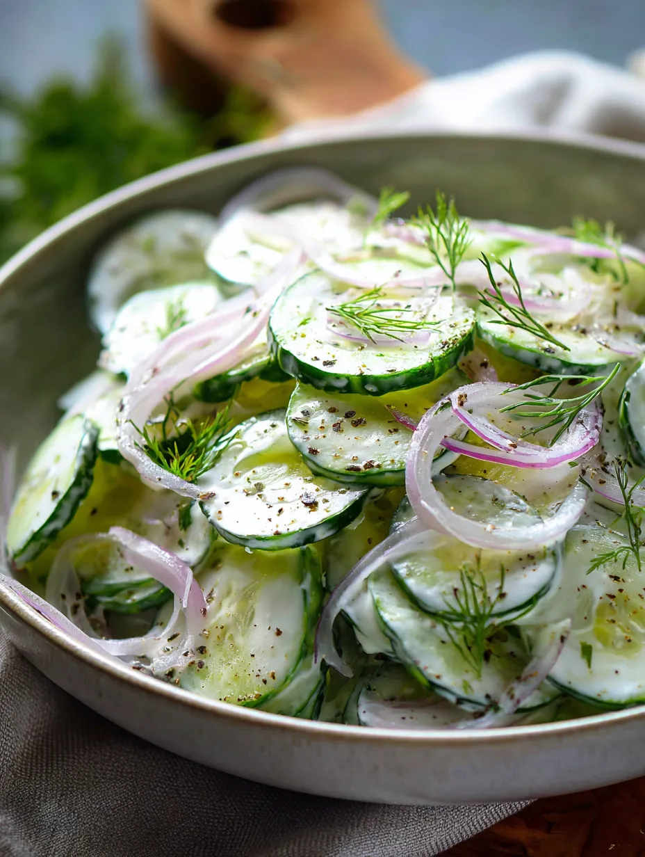 A bowl of sliced cucumbers with onions.