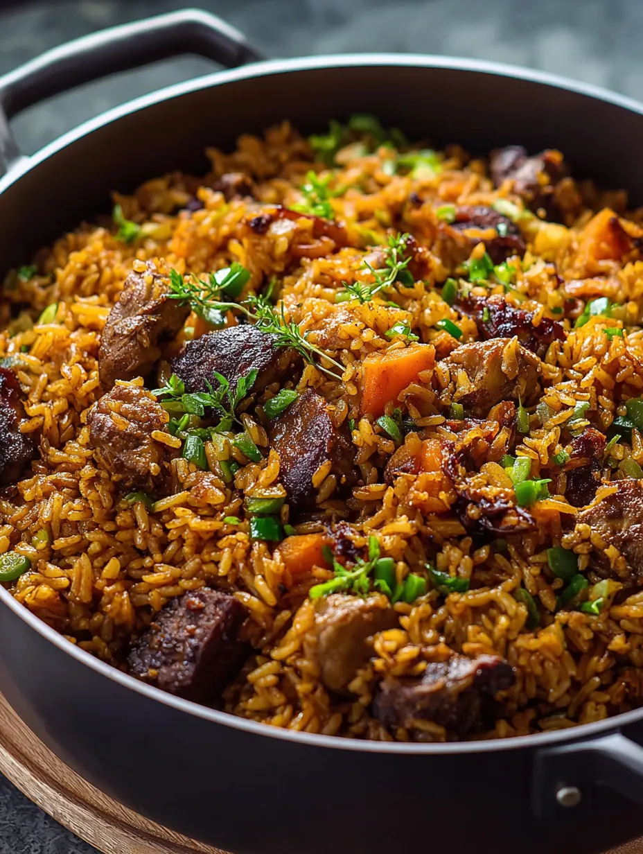 A bowl filled with meat, vegetables, and rice.