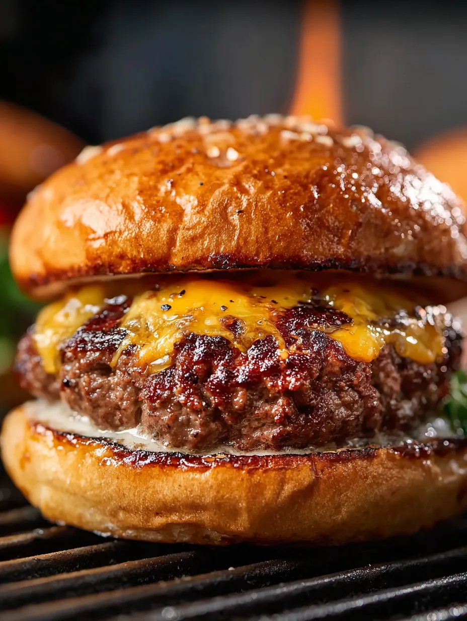 A burger with cheese and a bun.