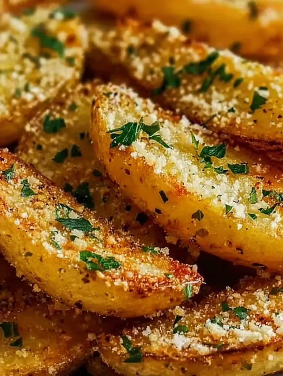 Crispy fries with chopped parsley shown up close.