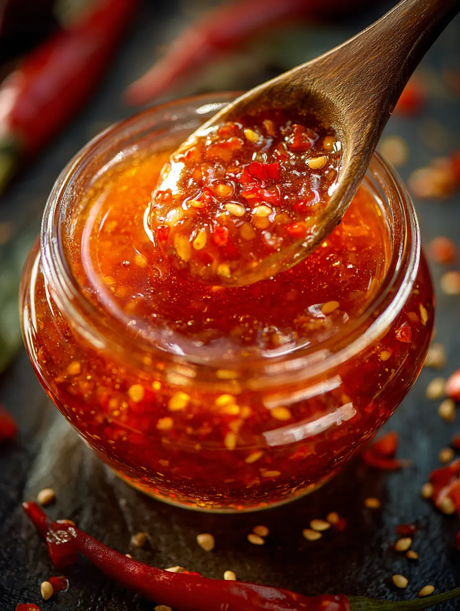 A jar of red pepper jelly.