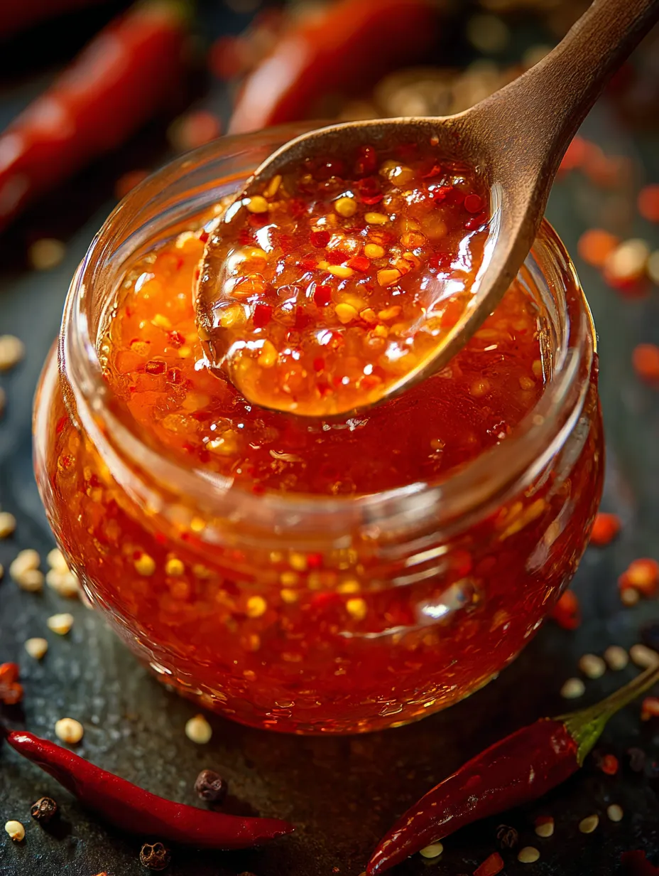 A jar of red pepper jelly.
