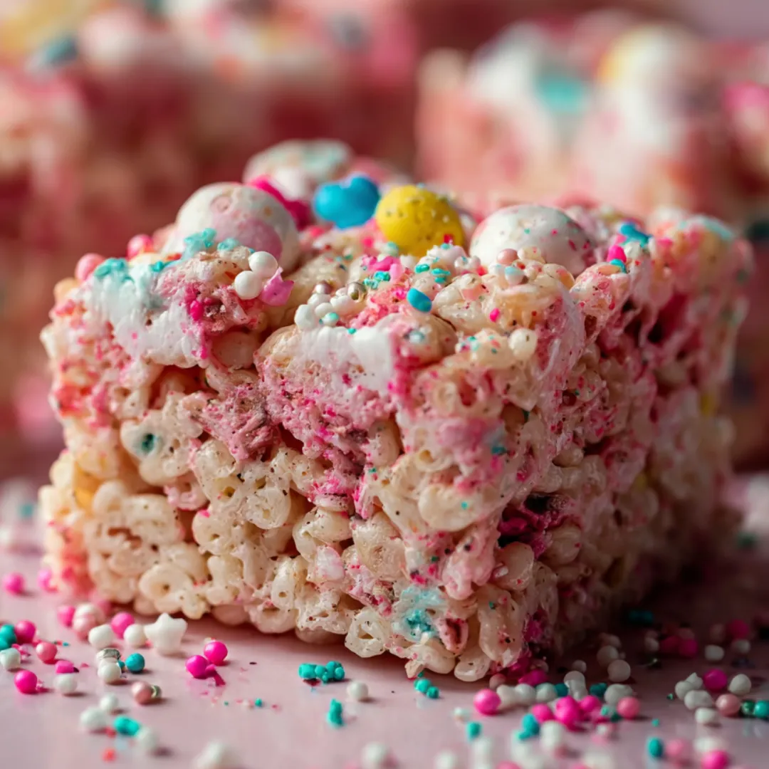 A big square treat topped with marshmallows sits front and center.