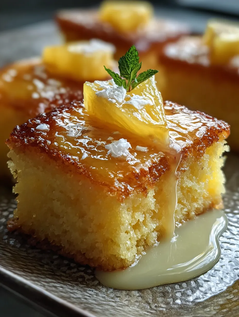 A slice of cake with a pineapple wedge on top.