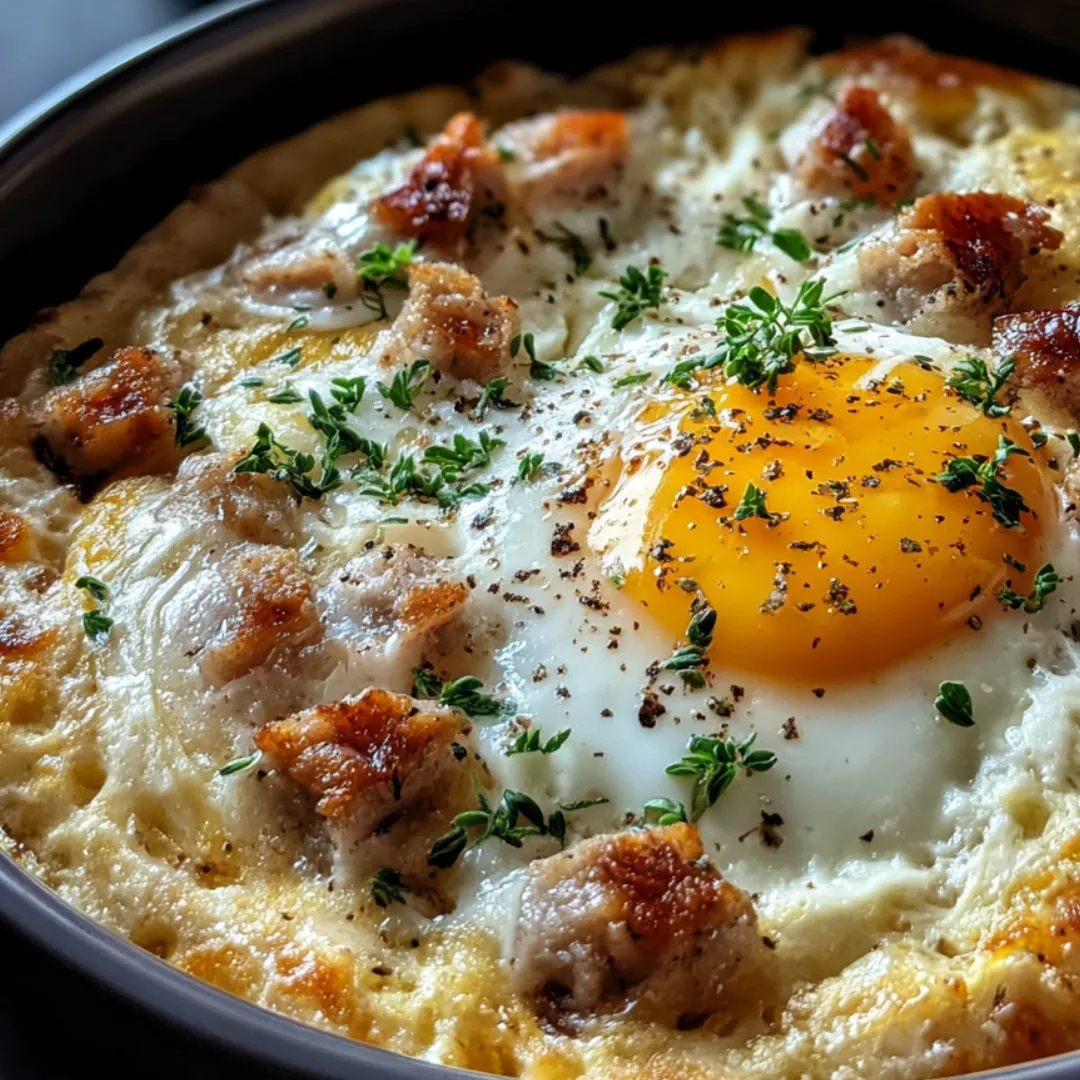 A bowl with a cooked egg on top.