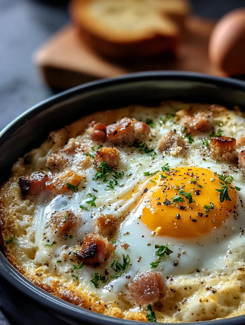 A fried egg in a bowl.