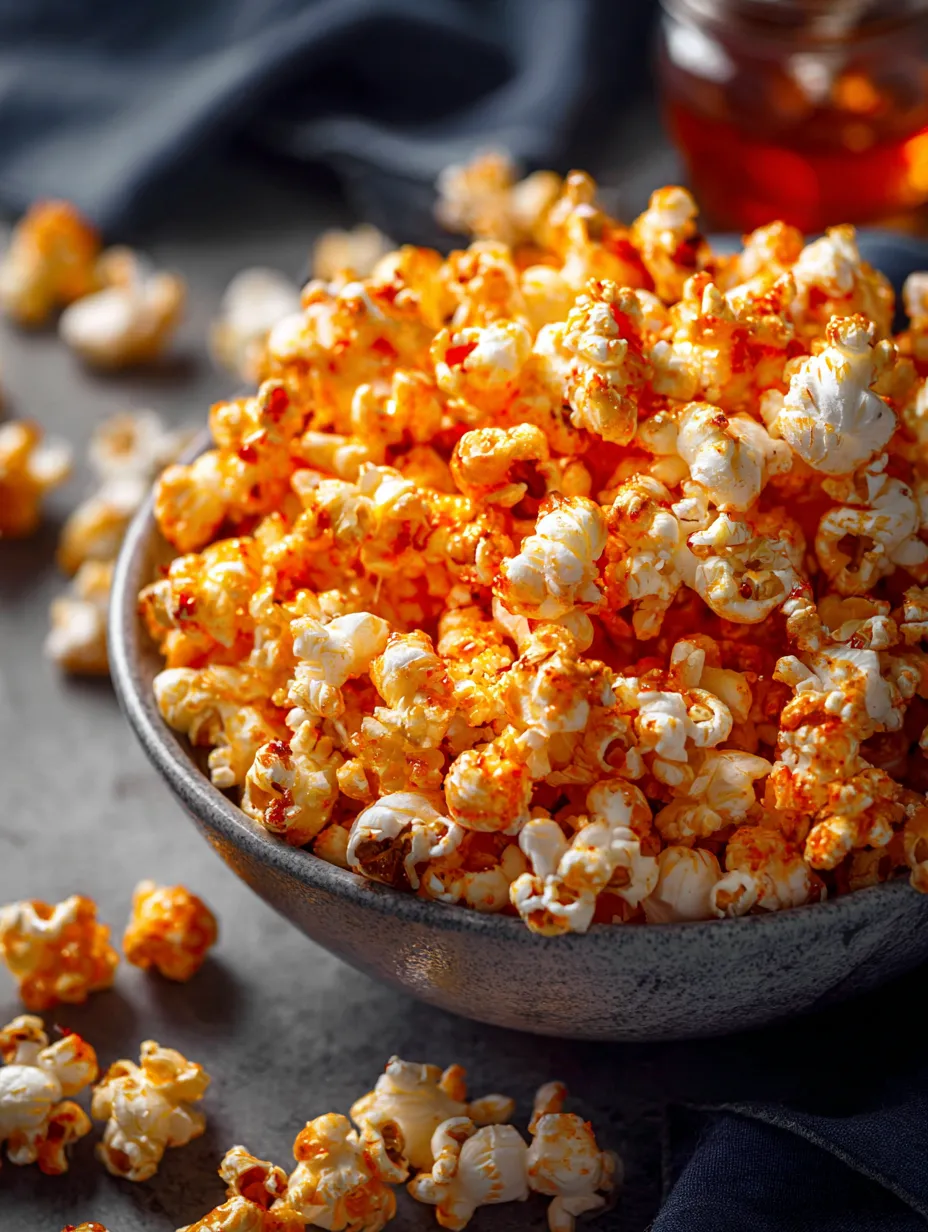A bowl full of popcorn with a spoon resting in it.