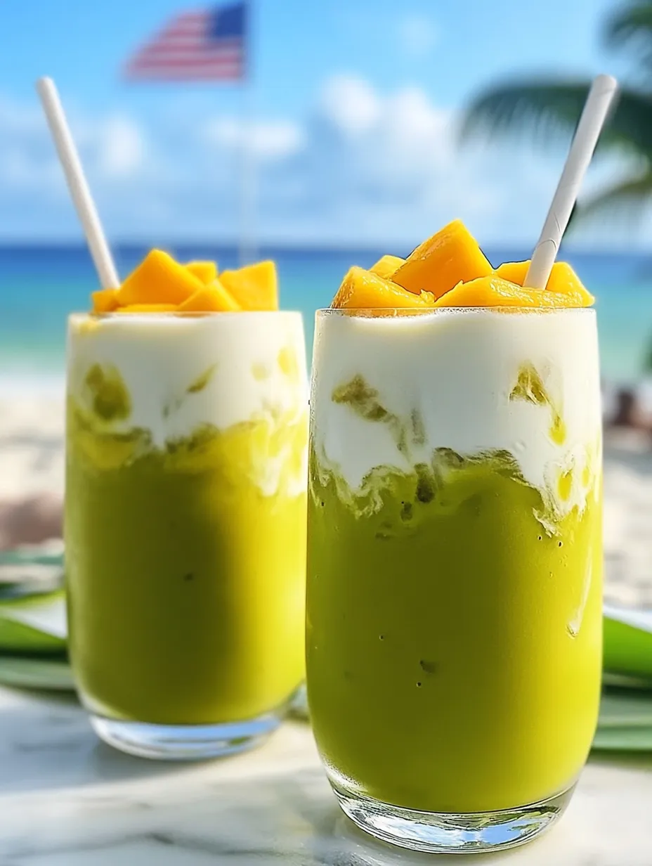 Two glasses of green smoothie.