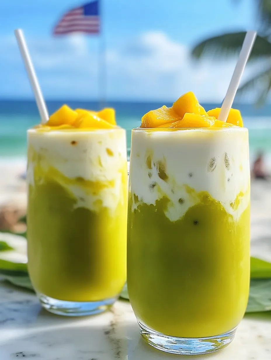 Two glasses of green smoothie.